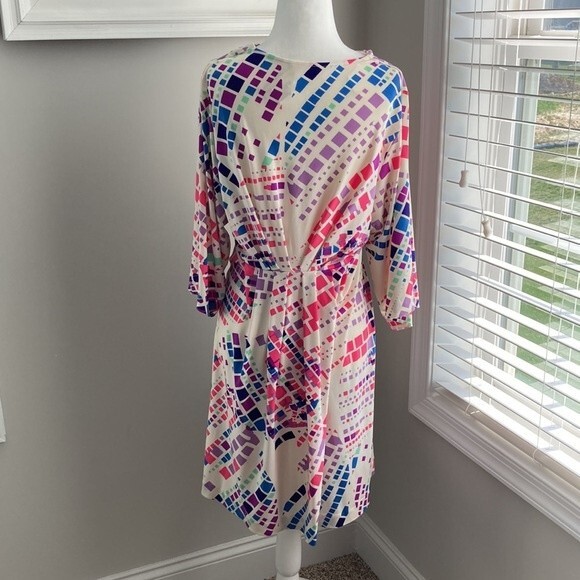 Vintage Morgan McFeeters Pink Purple Cream Vneck Casual Summer Dress Size 6 - Picture 8 of 16